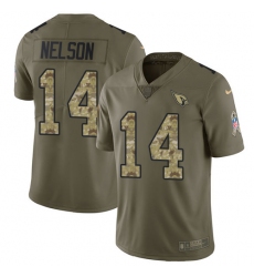 Youth Nike Arizona Cardinals #14 J.J. Nelson Limited Olive/Camo 2017 Salute to Service NFL Jersey