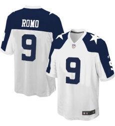 Men's Nike Dallas Cowboys #9 Tony Romo Game White Throwback Alternate NFL Jersey