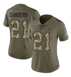 Women's Nike Dallas Cowboys #21 Deion Sanders Limited Olive/Camo 2017 Salute to Service NFL Jersey