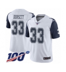 Men's Dallas Cowboys #33 Tony Dorsett Limited White Rush Vapor Untouchable 100th Season Football Jersey