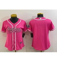 Women's Dallas Cowboys Blank Pink With Patch Cool Base Stitched Baseball Jersey