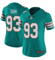 Women's Nike Miami Dolphins #93 Ndamukong Suh Aqua Green Alternate Vapor Untouchable Limited Player NFL Jersey