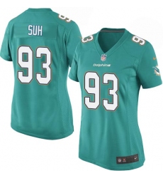 Women's Nike Miami Dolphins #93 Ndamukong Suh Game Aqua Green Team Color NFL Jersey