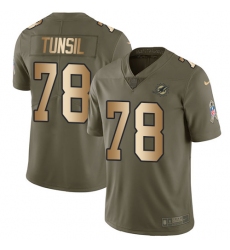 Men's Nike Miami Dolphins #78 Laremy Tunsil Limited Olive Gold 2017 Salute to Service NFL Jersey