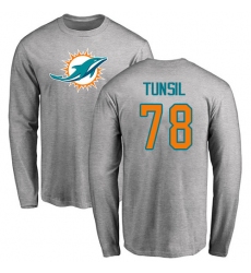 NFL Nike Miami Dolphins #78 Laremy Tunsil Ash Name & Number Logo Long Sleeve T-Shirt
