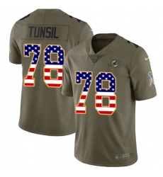 Youth Nike Miami Dolphins #78 Laremy Tunsil Limited Olive USA Flag 2017 Salute to Service NFL Jersey