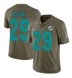 Men's Nike Miami Dolphins #29 Nate Allen Limited Olive 2017 Salute to Service NFL Jersey