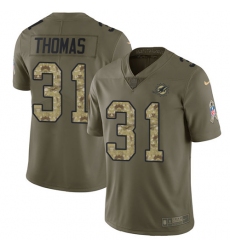 Youth Nike Miami Dolphins #31 Michael Thomas Limited Olive/Camo 2017 Salute to Service NFL Jersey