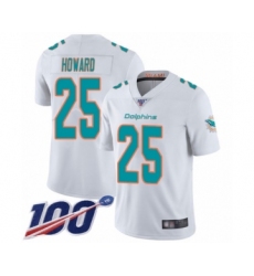 Men's Miami Dolphins #25 Xavien Howard White Vapor Untouchable Limited Player 100th Season Football Jersey