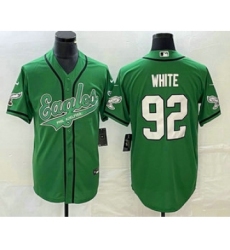 Men's Nike Philadelphia Eagles #92 Reggie White Green Cool Base Stitched Baseball Jersey