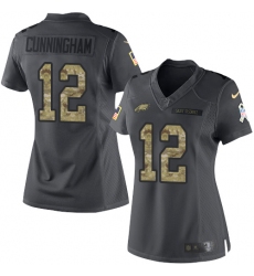 Women's Nike Philadelphia Eagles #12 Randall Cunningham Limited Black 2016 Salute to Service NFL Jersey