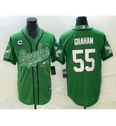 Men's Nike Philadelphia Eagles #55 Brandon Graham Green C Cool Base Stitched Baseball Jersey