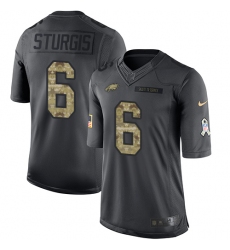 Men's Nike Philadelphia Eagles #6 Caleb Sturgis Limited Black 2016 Salute to Service NFL Jersey