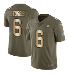 Men's Nike Philadelphia Eagles #6 Caleb Sturgis Limited Olive/Gold 2017 Salute to Service NFL Jersey