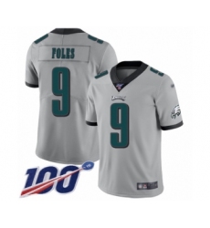 Men's Philadelphia Eagles #9 Nick Foles Limited Silver Inverted Legend 100th Season Football Jersey