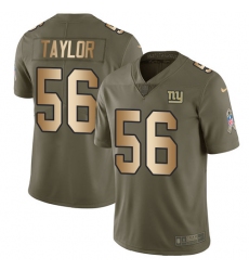 Youth Nike New York Giants #56 Lawrence Taylor Limited Olive/Gold 2017 Salute to Service NFL Jersey