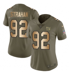 Women's Nike New York Giants #92 Michael Strahan Limited Olive/Gold 2017 Salute to Service NFL Jersey