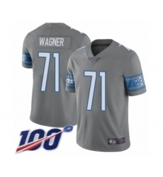 Youth Detroit Lions #71 Ricky Wagner Limited Steel Rush Vapor Untouchable 100th Season Football Jersey
