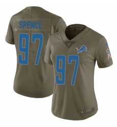 Women's Nike Detroit Lions #97 Akeem Spence Limited Olive 2017 Salute to Service NFL Jersey