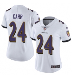 Women's Nike Baltimore Ravens #24 Brandon Carr White Vapor Untouchable Limited Player NFL Jersey