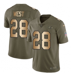 Men's Nike Baltimore Ravens #28 Terrance West Limited Olive/Gold Salute to Service NFL Jersey