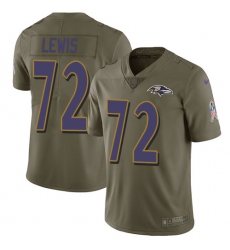 Men's Nike Baltimore Ravens #72 Alex Lewis Limited Olive 2017 Salute to Service NFL Jersey