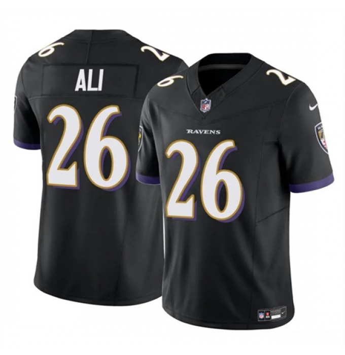 Men's Baltimore Ravens #26 Rasheen Ali Black 2025 F.U.S.E. Vapor Limited Football Jersey