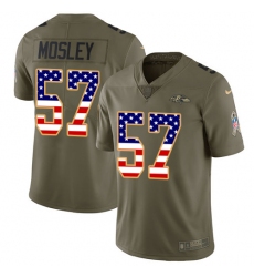 Youth Nike Baltimore Ravens #57 C.J. Mosley Limited Olive/USA Flag Salute to Service NFL Jersey