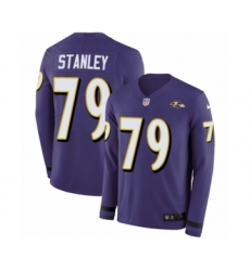 Men's Nike Baltimore Ravens #79 Ronnie Stanley Limited Purple Therma Long Sleeve NFL Jersey