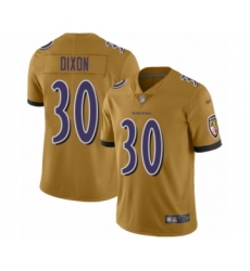 Women's Baltimore Ravens #30 Kenneth Dixon Limited Gold Inverted Legend Football Jersey