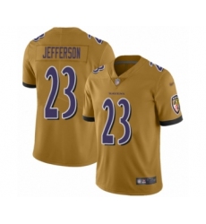 Women's Baltimore Ravens #23 Tony Jefferson Limited Gold Inverted Legend Football Jersey