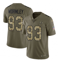 Men's Nike Baltimore Ravens #93 Chris Wormley Limited Olive/Camo Salute to Service NFL Jersey