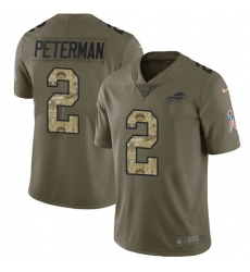 Youth Nike Buffalo Bills #2 Nathan Peterman Limited Olive/Camo 2017 Salute to Service NFL Jersey