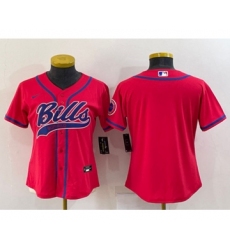 Youth Buffalo Bills Blank Red With Patch Cool Base Stitched Baseball Jersey