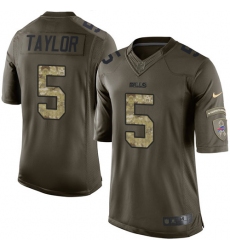 Men's Nike Buffalo Bills #5 Tyrod Taylor Elite Green Salute to Service NFL Jersey