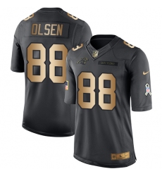 Youth Nike Carolina Panthers #88 Greg Olsen Limited Black/Gold Salute to Service NFL Jersey