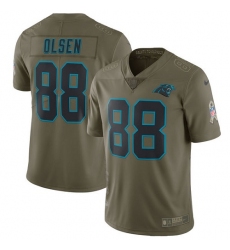 Youth Nike Carolina Panthers #88 Greg Olsen Limited Olive 2017 Salute to Service NFL Jersey