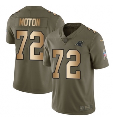 Men's Nike Carolina Panthers #72 Taylor Moton Limited Olive/Gold 2017 Salute to Service NFL Jersey