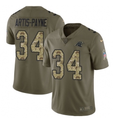 Youth Nike Carolina Panthers #34 Cameron Artis-Payne Limited Olive/Camo 2017 Salute to Service NFL Jersey