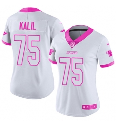 Women's Nike Carolina Panthers #75 Matt Kalil Limited White/Pink Rush Fashion NFL Jersey