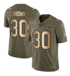 Men's Nike Dallas Cowboys #30 Anthony Brown Limited Olive/Gold 2017 Salute to Service NFL Jersey