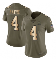 Women's Nike Green Bay Packers #4 Brett Favre Limited Olive/Gold 2017 Salute to Service NFL Jersey