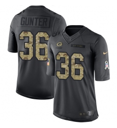 Youth Nike Green Bay Packers #36 LaDarius Gunter Limited Black 2016 Salute to Service NFL Jersey