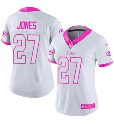 Women's Nike Green Bay Packers #27 Josh Jones Limited White/Pink Rush Fashion NFL Jersey