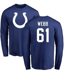 NFL Nike Indianapolis Colts #61 JMarcus Webb Royal Blue Name & Number Logo Long Sleeve T-Shirt