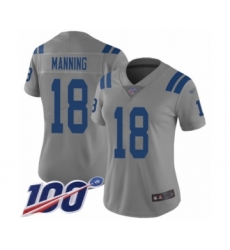 Women's Indianapolis Colts #18 Peyton Manning Limited Gray Inverted Legend 100th Season Football Jersey