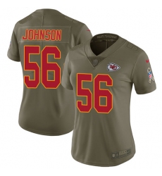 Women's Nike Kansas City Chiefs #56 Derrick Johnson Limited Olive 2017 Salute to Service NFL Jersey