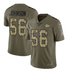 Youth Nike Kansas City Chiefs #56 Derrick Johnson Limited Olive/Camo 2017 Salute to Service NFL Jersey