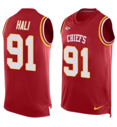 Men's Nike Kansas City Chiefs #91 Tamba Hali Limited Red Player Name & Number Tank Top NFL Jersey