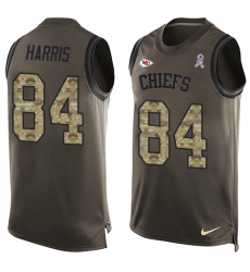 Men's Nike Kansas City Chiefs #84 Demetrius Harris Limited Green Salute to Service Tank Top NFL Jersey